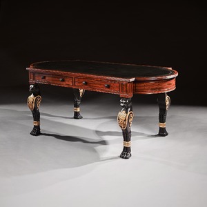 Regency Mahogany Partners Writing Table In The Manner Of George Smith 