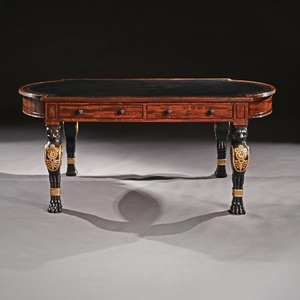 Regency Mahogany Partners Writing Table In The Manner Of George Smith 