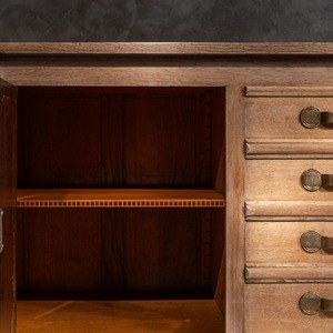 French Gaston Poisson Art Deco Oak Sideboard Buffet 1940