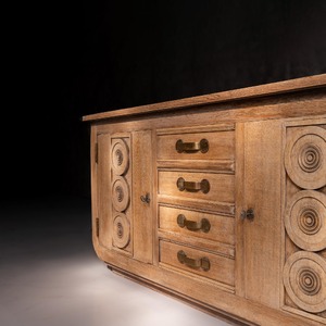 French Gaston Poisson Art Deco Oak Sideboard Buffet 1940