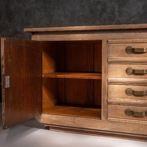 French Gaston Poisson Art Deco Oak Sideboard Buffet 1940