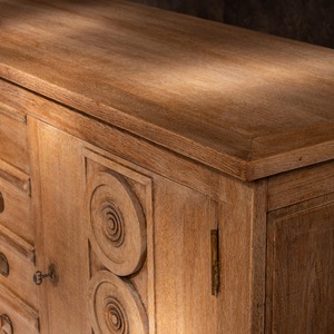 French Gaston Poisson Art Deco Oak Sideboard Buffet 1940