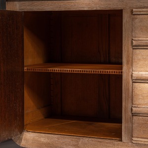 French Gaston Poisson Art Deco Oak Sideboard Buffet 1940