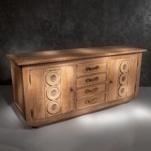 French Gaston Poisson Art Deco Oak Sideboard Buffet 1940