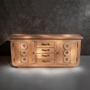 French Gaston Poisson Art Deco Oak Sideboard Buffet 1940