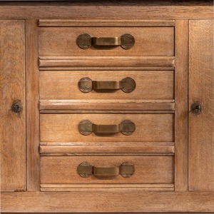 French Gaston Poisson Art Deco Oak Sideboard Buffet 1940