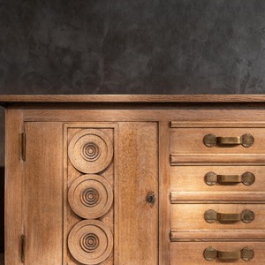 French Gaston Poisson Art Deco Oak Sideboard Buffet 1940