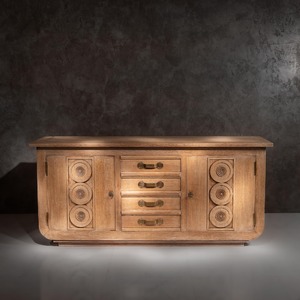 French Gaston Poisson Art Deco Oak Sideboard Buffet 1940