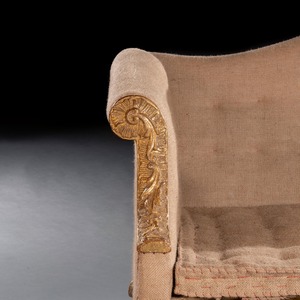 George II Giltwood Sofa on Lion Mask Hairy Paw Feet In The Manner of Giles Grendey 