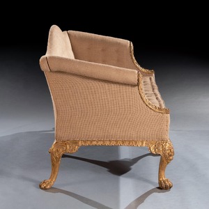George II Giltwood Sofa on Lion Mask Hairy Paw Feet In The Manner of Giles Grendey 
