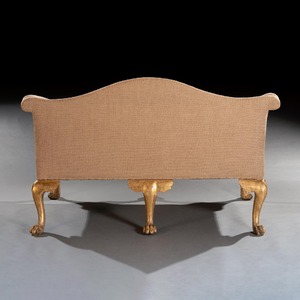 George II Giltwood Sofa on Lion Mask Hairy Paw Feet In The Manner of Giles Grendey 