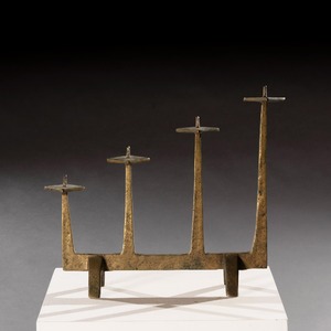 Brutalist Candelabra Candlestick 1960s after Felix Agostini In Solid Bronze 