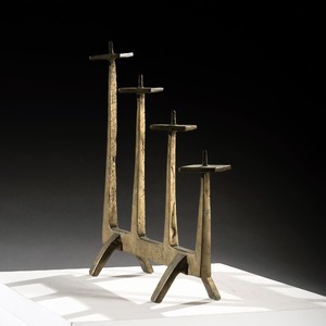 Brutalist Candelabra Candlestick 1960s after Felix Agostini In Solid Bronze 
