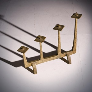 Brutalist Candelabra Candlestick 1960s after Felix Agostini In Solid Bronze 