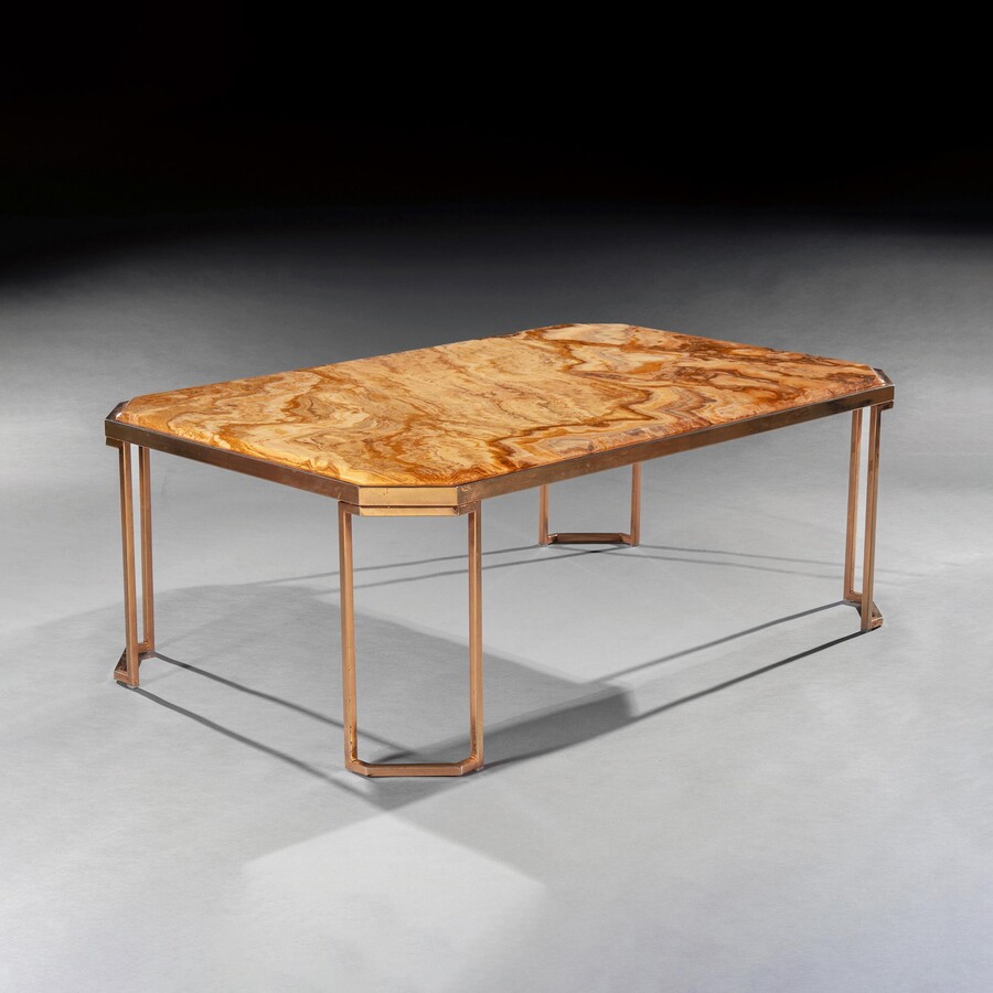 Mid Century Italian Coffee Table with Original Onyx Marble Top