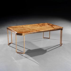 Mid Century Italian Coffee Table with Original Onyx Marble Top