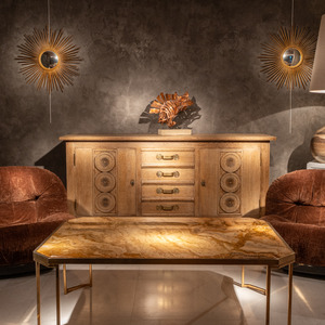 Mid Century Italian Coffee Table with Original Onyx Marble Top