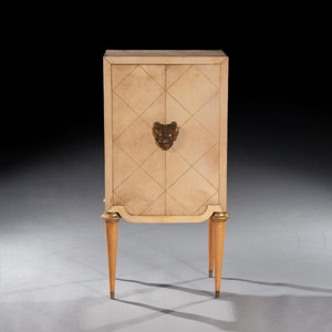 Maurice Jallot French Art Deco Parchment Inlaid Cabinet