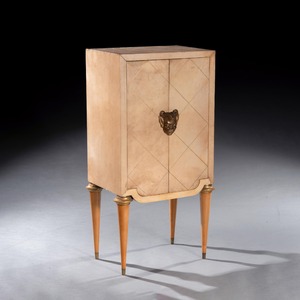 Maurice Jallot French Art Deco Parchment Inlaid Cabinet