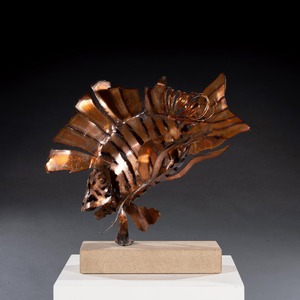 Contemporary Modern Art Copper Lionfish Sculpture by Tony Evans