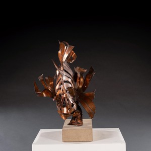 Contemporary Modern Art Copper Lionfish Sculpture by Tony Evans