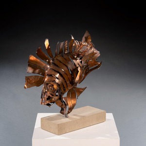 Contemporary Modern Art Copper Lionfish Sculpture by Tony Evans
