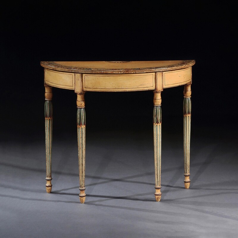 Georgian Painted Demi-Lune Pier Table Possibly by Seddon, Sons and Sons and Shackleton.