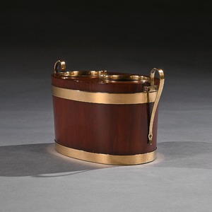 George III Brass Bound Mahogany Oval Table Wine Cooler