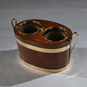 George III Brass Bound Mahogany Oval Table Wine Cooler