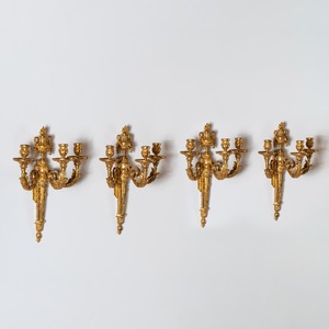 An Highly Important Set of Four Louis XV Ormolu Three-branch Wall-lights Circa 1770