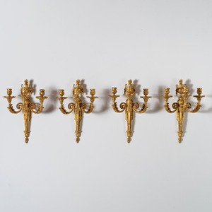 An Highly Important Set of Four Louis XV Ormolu Three-branch Wall-lights Circa 1770