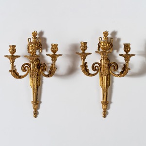 An Highly Important Set of Four Louis XV Ormolu Three-branch Wall-lights Circa 1770