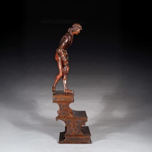 A Fine and Imposing Pair of Large-Scale Carved Walnut Venetian Figures in Elaborate Costume by Valentino Besarel (1829-1902)