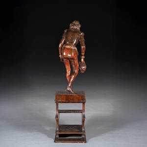 A Fine and Imposing Pair of Large-Scale Carved Walnut Venetian Figures in Elaborate Costume by Valentino Besarel (1829-1902)