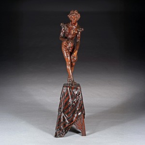 A Fine and Imposing Pair of Large-Scale Carved Walnut Venetian Figures in Elaborate Costume by Valentino Besarel (1829-1902)