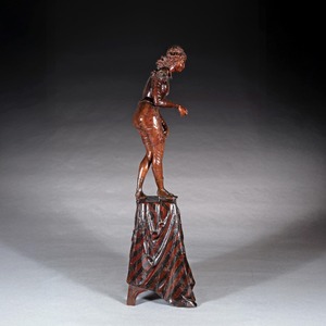 A Fine and Imposing Pair of Large-Scale Carved Walnut Venetian Figures in Elaborate Costume by Valentino Besarel (1829-1902)