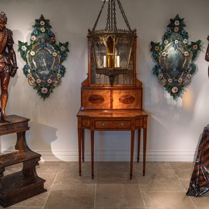 A Fine and Imposing Pair of Large-Scale Carved Walnut Venetian Figures in Elaborate Costume by Valentino Besarel (1829-1902)