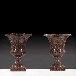 Grand Pair of Early 19th Century Swedish Blyberg Porphyry Campana Urns,