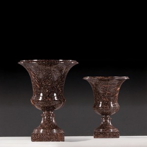 Grand Pair of Early 19th Century Swedish Blyberg Porphyry Campana Urns,