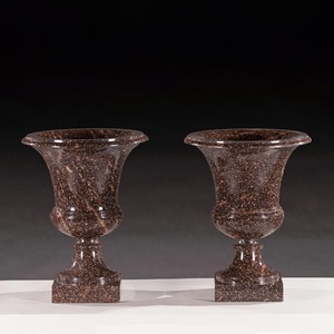Grand Pair of Early 19th Century Swedish Blyberg Porphyry Campana Urns,