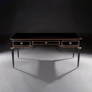Late 19th Century French Ebonised Bureau Plat Writing Table 