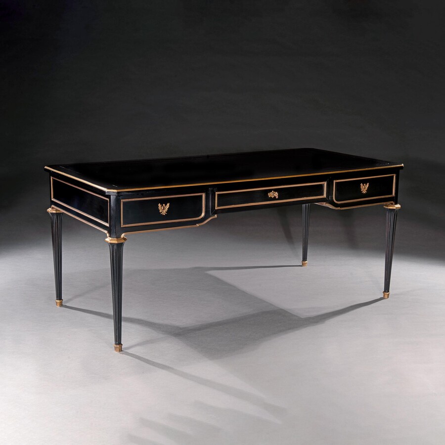 Late 19th Century French Ebonised Bureau Plat Writing Table 