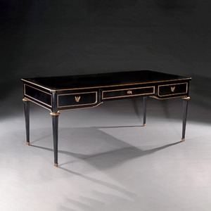 Late 19th Century French Ebonised Bureau Plat Writing Table 